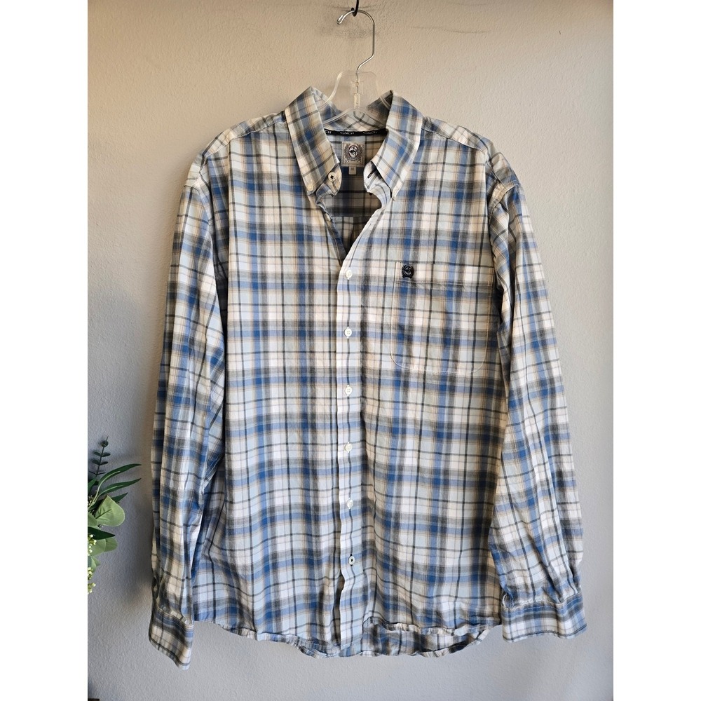 Cinch Plaid Western Long Sleeve Button Down Shirt Medium‎